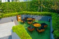 Modern well maintained condominium courtyard. Laksheri is a residential multi-storey building Royalty Free Stock Photo