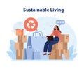 Modern wellbeing practice. Sustainable and eco-friendly living. Female