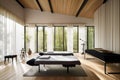 modern wellness retreat with minimalist design, sleek furniture and natural lighting