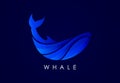 Modern Whale gradient logo. Fish logo design template. Seafood restaurant shop Logotype concept icon