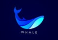 Modern Whale gradient logo. Fish logo design template. Seafood restaurant shop Logotype concept icon