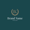 Modern wheat EK elegance luxury logo green and gold Royalty Free Stock Photo