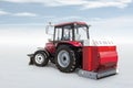 Wheeled tractor with mouldboard isolated on bright background with sky Royalty Free Stock Photo