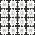 Modern and whimsical floral seamless repeating pattern with detailed patterns in pop art style on black Royalty Free Stock Photo