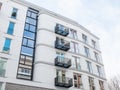 Modern White Apartment Building with Balconies Royalty Free Stock Photo