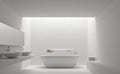 Modern white bathroom interior minimal style 3d rendering image Royalty Free Stock Photo