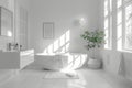 Modern white bathroom interior with natural light and minimalist design Royalty Free Stock Photo