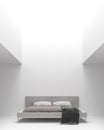 Modern white bedroom interior minimal style 3d rendering image Royalty Free Stock Photo