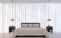 Modern white bedroom minimal style 3D rendering Image Royalty Free Stock Photo