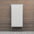 modern white blank poster on the wall of a large modern white brick wall, 3 d render, mock up, vertical frame.blank billboard in a Royalty Free Stock Photo