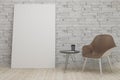 Modern white brick interior with banner Royalty Free Stock Photo