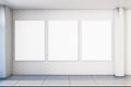 Modern white brick interior with empty posters Royalty Free Stock Photo