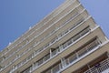 Modern white building with balcony on a blue sky Royalty Free Stock Photo