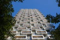 Modern white building in the city of Vancouver. Skyscraper block condo apartments Royalty Free Stock Photo