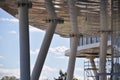 modern white building exterior v-shape columns in a row modern architecture Royalty Free Stock Photo