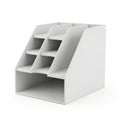 Modern white cardboard document organizer with multiple compartments Royalty Free Stock Photo