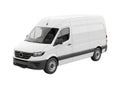 Modern white cargo van isolated on a black background for commercial use Royalty Free Stock Photo