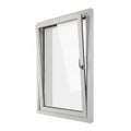 Modern White Casement Window Tilted Open With Silver Handle image photo Royalty Free Stock Photo