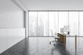 Modern white CEO office, side view Royalty Free Stock Photo