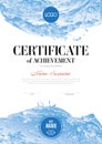 Modern white certificate template with blue water elements