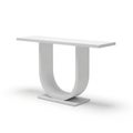 A modern white console table with aU-shaped base on a white background furniture contemporary Royalty Free Stock Photo