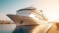 A modern, white cruise ship near the pier, side view. Travel and vacation Royalty Free Stock Photo