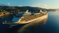 A modern, white cruise ship near the pier, side view. Travel and vacation Royalty Free Stock Photo