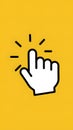 A modern white cursor icon with extended finger on vibrant yellow background Royalty Free Stock Photo