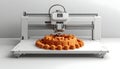 Advanced 3 d printer creating complex orange object with precision Royalty Free Stock Photo