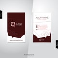 Modern white and dark brown vertical business card with abstract