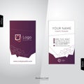 Modern white and dark purple vertical business card