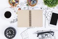 Modern white desk top with objects Royalty Free Stock Photo