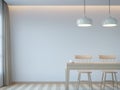 Modern white dining room minimal style 3D rendering Image Royalty Free Stock Photo