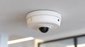 Modern White Dome Security Camera Mounted on a Ceiling Royalty Free Stock Photo