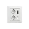 Modern white electrical outlet with dual usb ports and switch Royalty Free Stock Photo