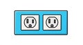 Modern white electrical outlets on light blue square icon background Royalty Free Stock Photo