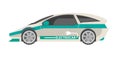 Modern white electrocar with turquoise stripes illustration Royalty Free Stock Photo