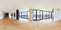 Modern white empty loft apartment interior, living room, hall, ace panorama, full 360 panorama in equirectangular spherical