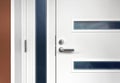 Modern white front door with handle Royalty Free Stock Photo