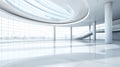 Modern white glass hall with two floors and staircase created with Generative AI Royalty Free Stock Photo