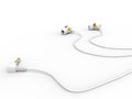 Modern white gold phone headphones - on the ground