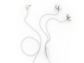 Modern white gold phone headphones - top down view