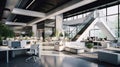 Modern white and gray open space office interior