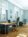 Modern white home office interior design 3d Rendering Royalty Free Stock Photo