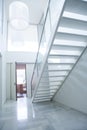 Modern white house entrance hall lobby with stairway