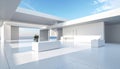 Modern White Interior with Ocean View and Sky Royalty Free Stock Photo