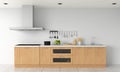 Modern kitchen countertop and electric induction stove for mockup, 3D rendering