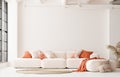 Modern white living room interior in loft, wall mock up Royalty Free Stock Photo