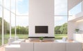 Modern white living room with nature view 3d rendering image