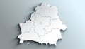Modern White Map of Belarus with Regions With Shadow Royalty Free Stock Photo